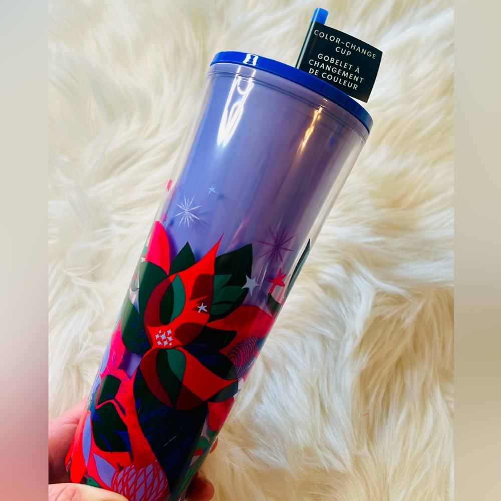Starbucks Purple Color Change Cup Point-setter Tumbler 24oz New 2023 Holiday
